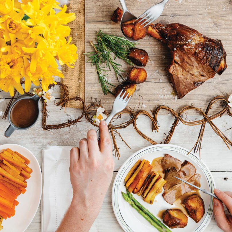 Roast Dinner on Patterned Plates