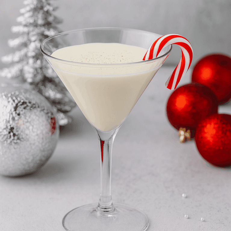 Eggnog in Martini Glass in Christmas Setting