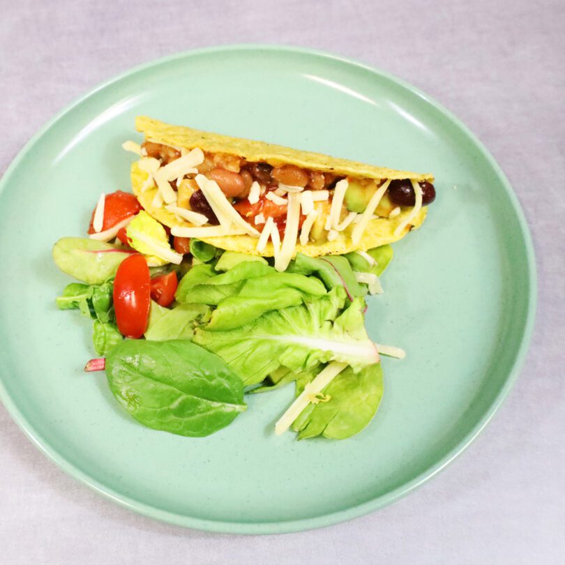 Tacos on Green Speckle Walled Plate