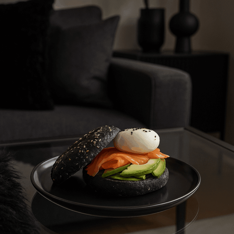 Odyssey Black Walled Plate with Smoked Salmon Bagel