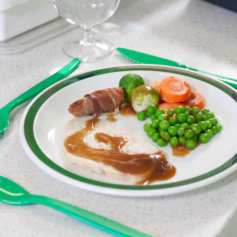 Christmas Dinner Served with Green Duo Dining Set