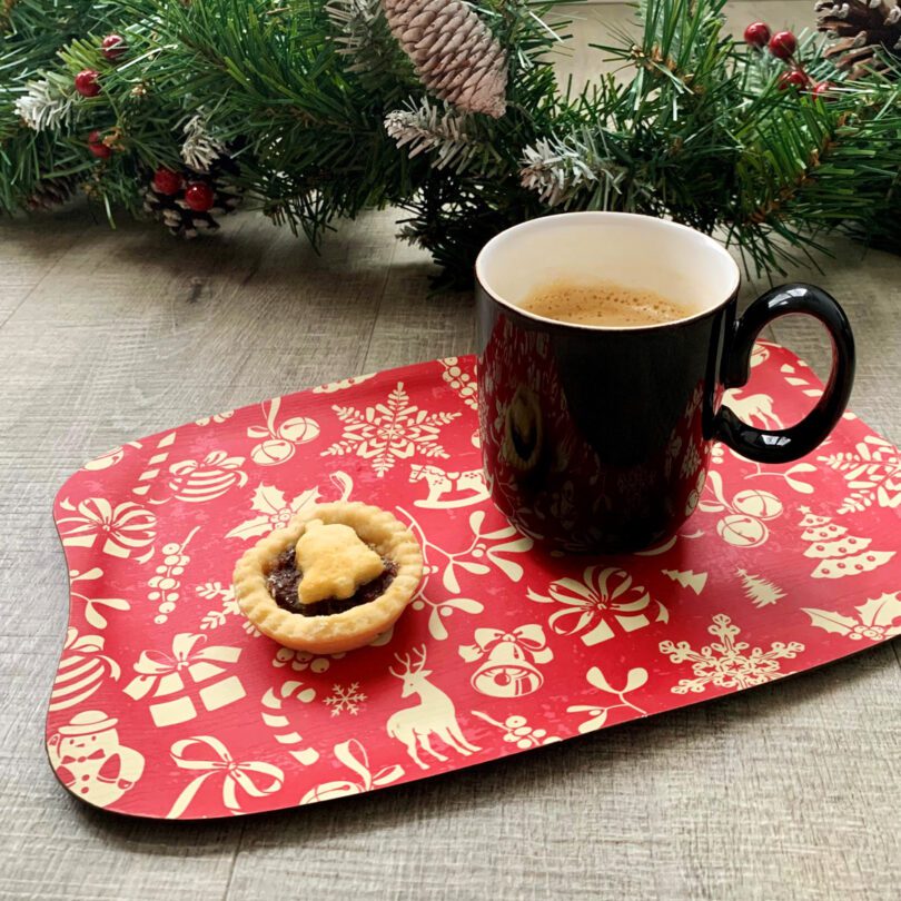 Coffee and Mince Pie on Christmas Print Tray