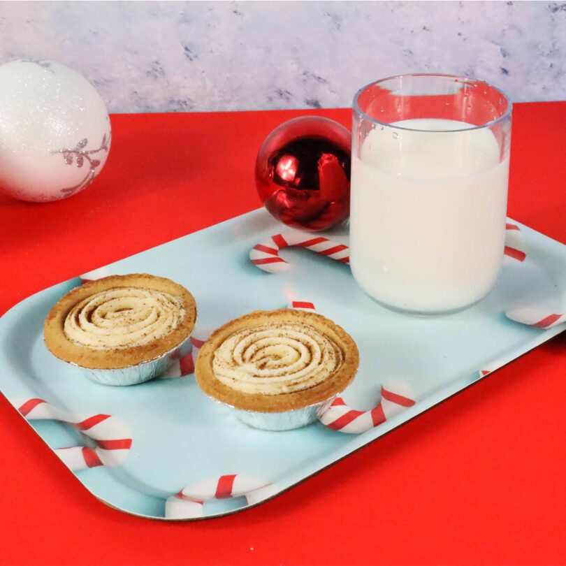 Mini Tray in Candy Cane Print with Milk and Mince Pies