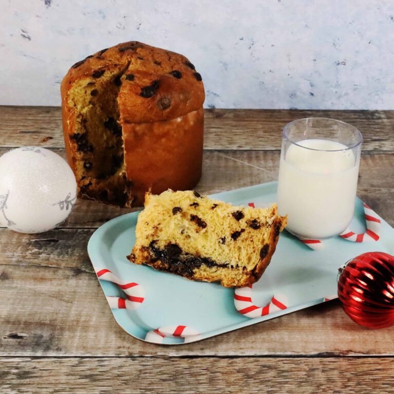 Candy Cane Mini Tray with Panettone and Milk