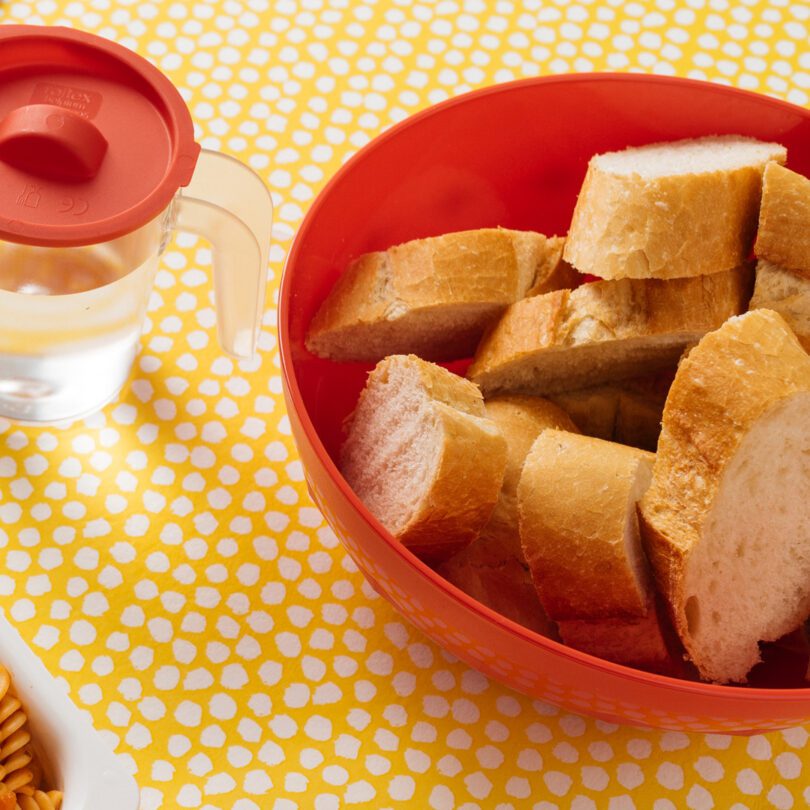 Large Red Bowl with Bread
