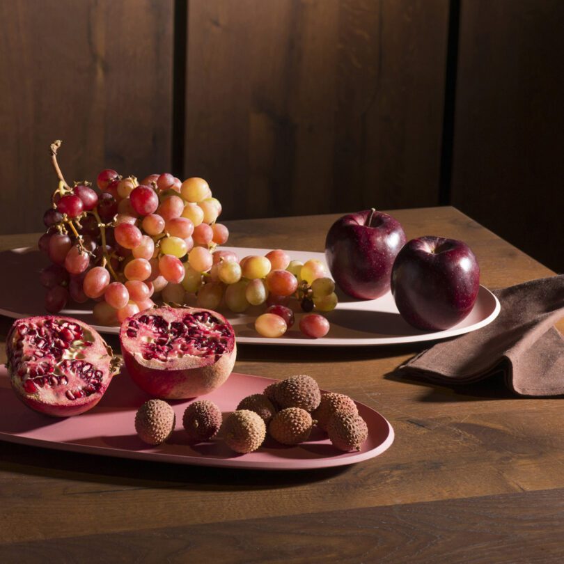 Fresh Fruit Displayed On ReAMO Rose Pink Large Serving Platter