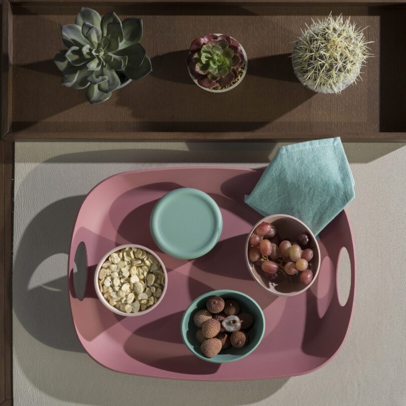 ReAMO Large Serving Tray with Handles with Snacks