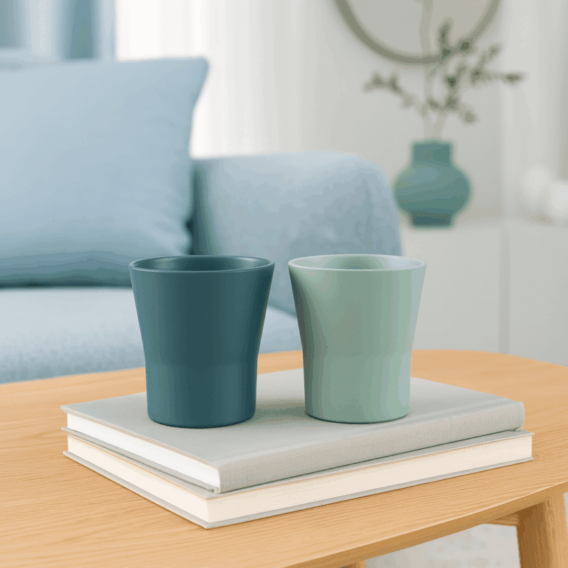 ReAmo Small Two Tone Teal Tumblers in Living Room Setting
