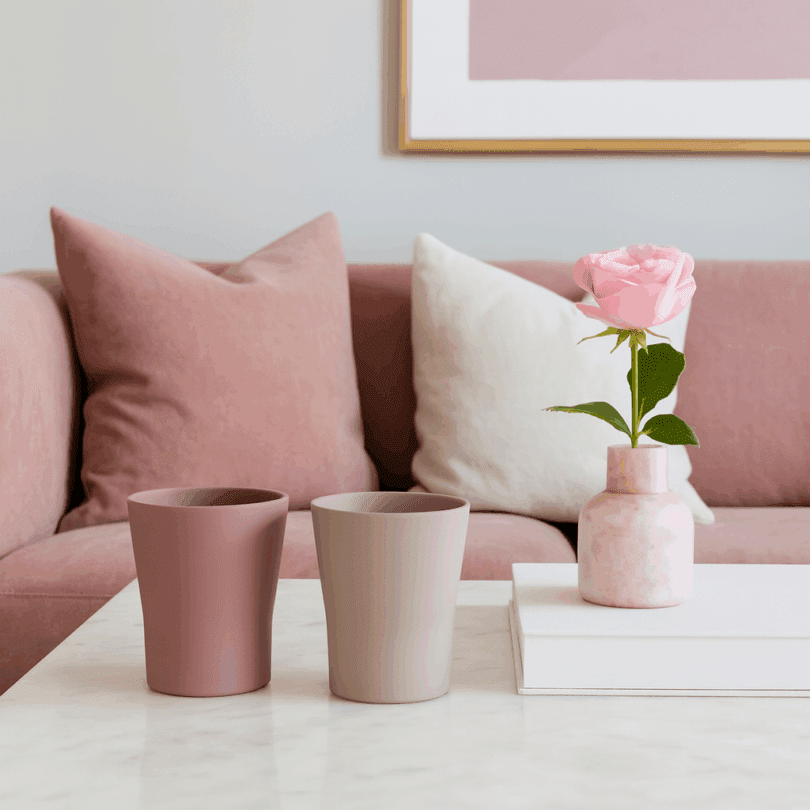 ReAmo Small Two Tone Pink Tumblers in Living Room Setting