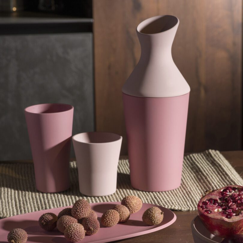 ReAmo Two Tone Rose Pink Tumblers with Drink Carafe