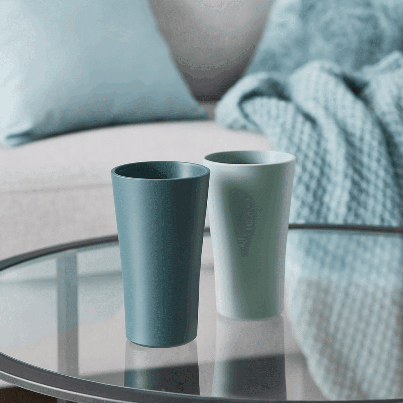 ReAmo 440ml Two Tone Pastel Teal Tumblers in Living Room Setting