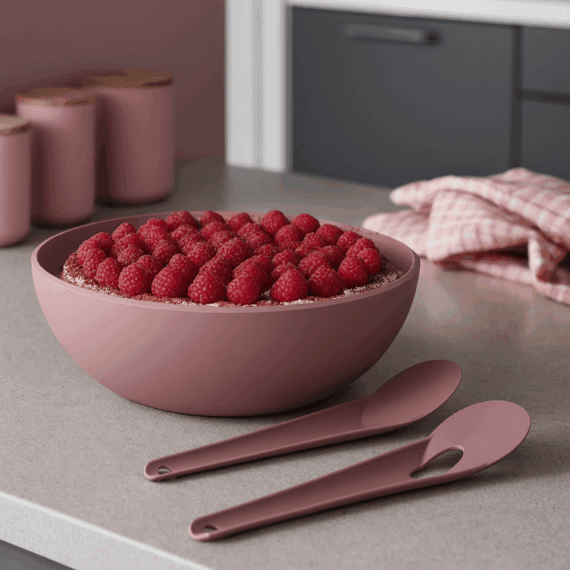 ReAmo Rose Pink Bowl and Server Set with Tiramisu