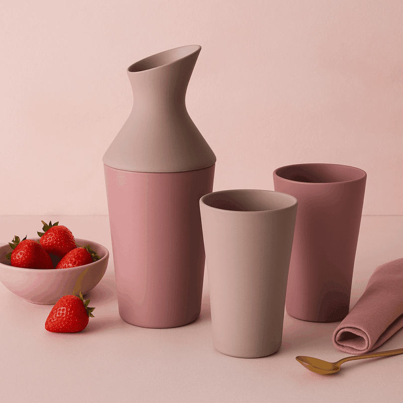 ReAmo Two Tone Rose Pink Carafe with Tumblers