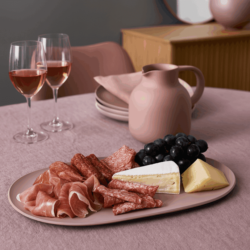 ReAmo Large Rose Pink Serving Platter with Charcuterie