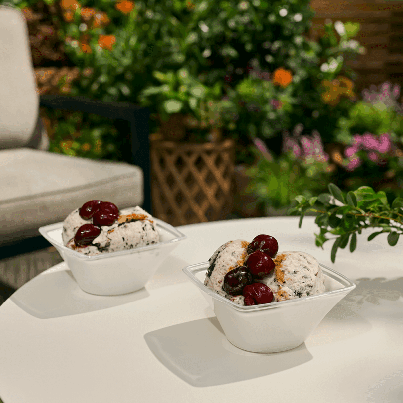 Square Dessert Bowls with Ice Cream Portions