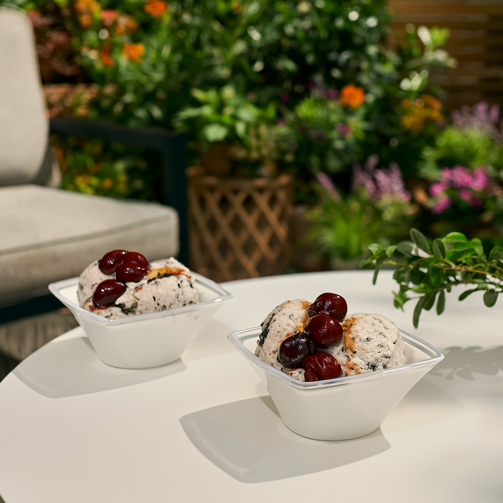 Square Dessert Bowls with Ice Cream Portions