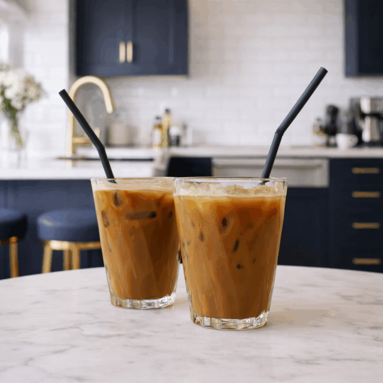 350ml Diamond Tumblers with Iced Coffee at Breakfast Bar