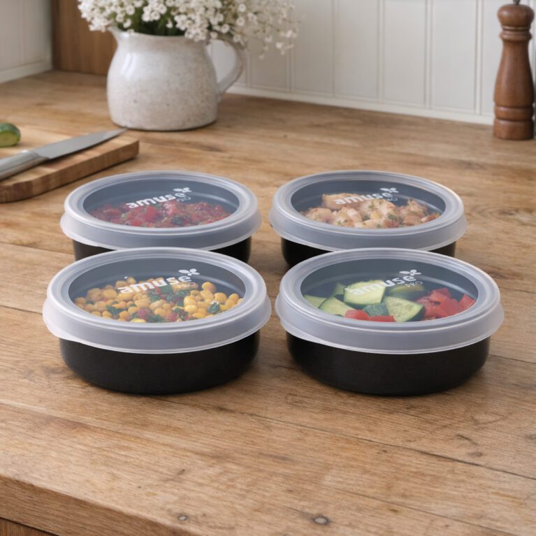 AmusePro 250ml Round Container with Lid with Selection of Prepped Meals
