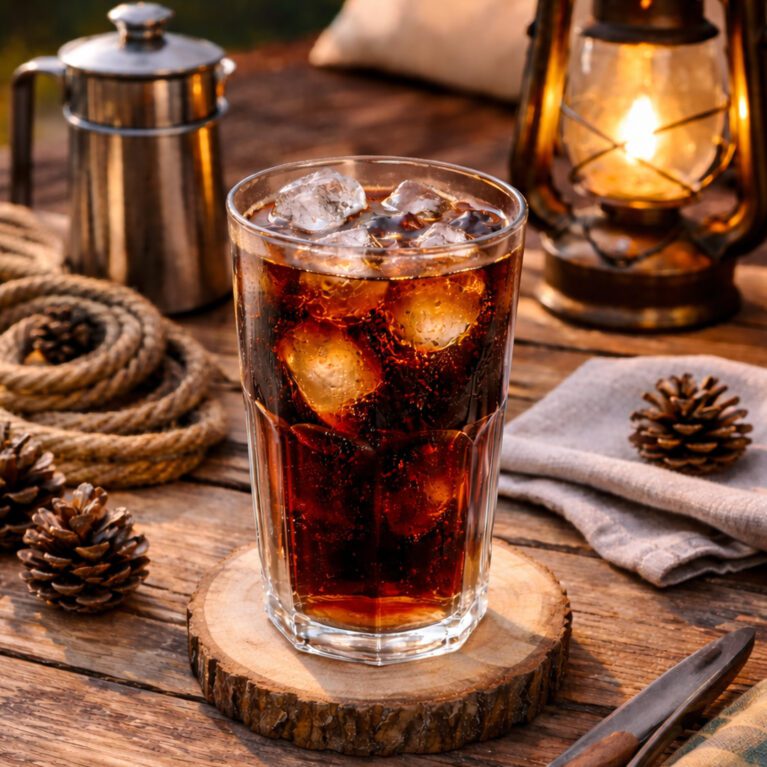 Clear outdoor tumbler in camping setting