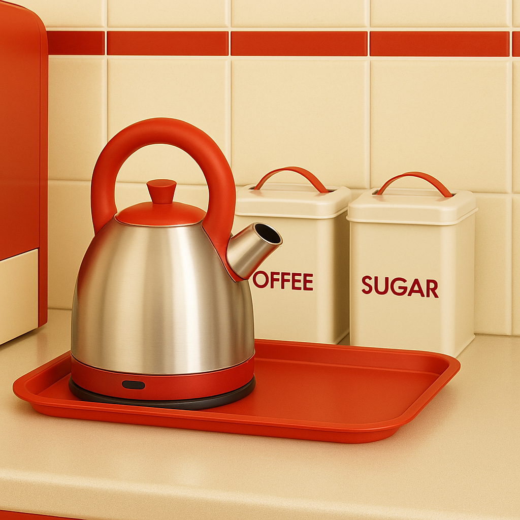 Red Serving Tray as Worktop Saver
