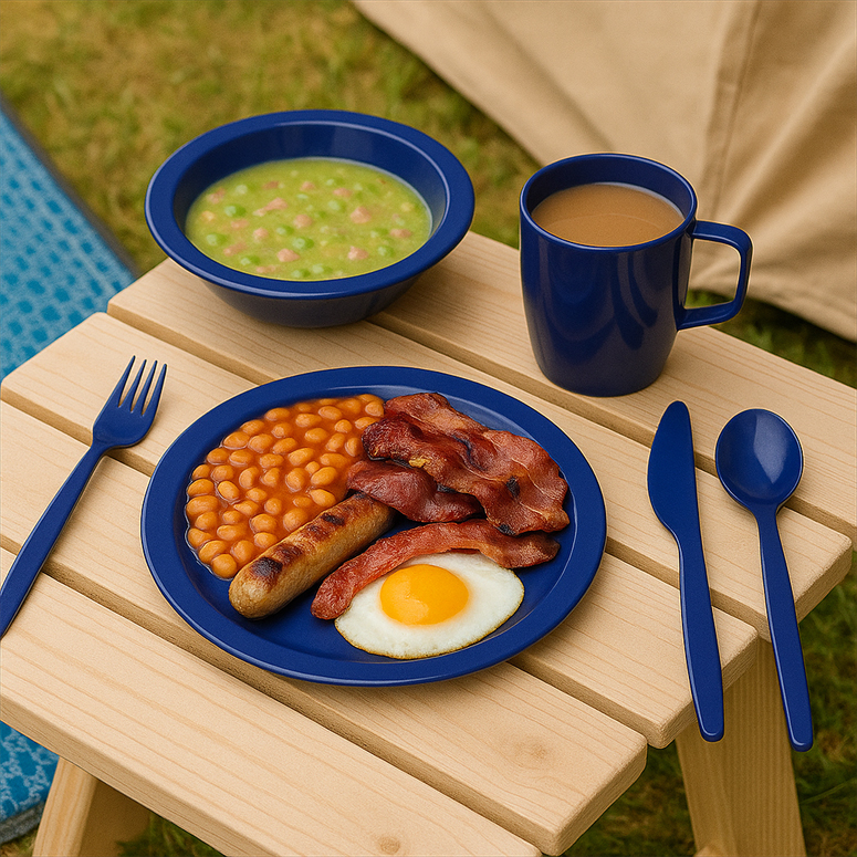 Royal Blue Camping Set with Full English Breakfast and Soup