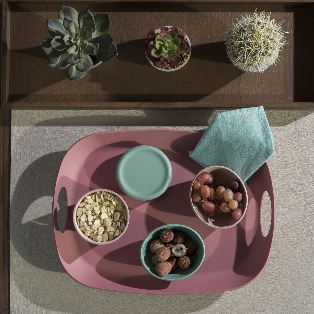 ReAMO Large Serving Tray with Handles with Snacks