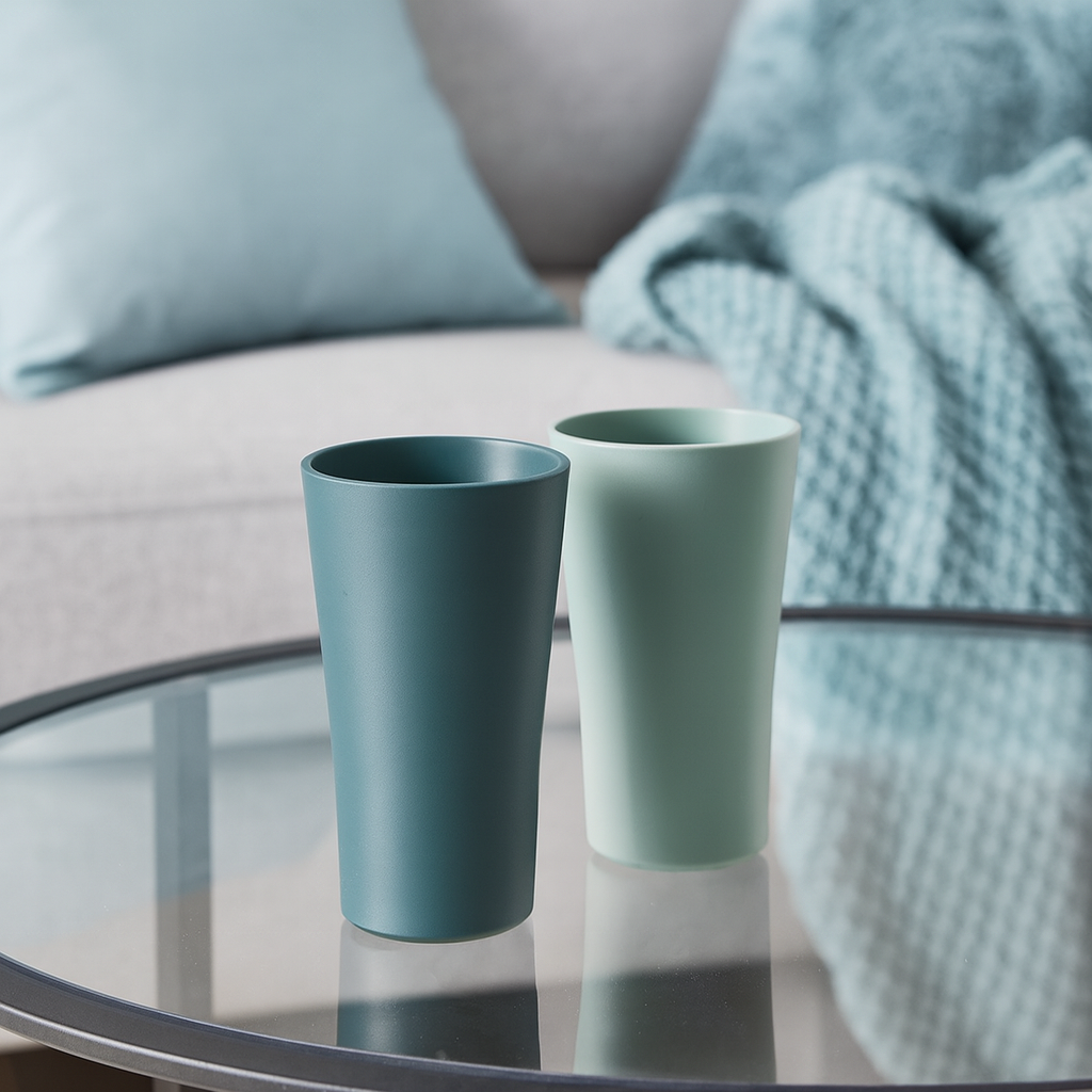 ReAmo 440ml Two Tone Pastel Teal Tumblers in Living Room Setting