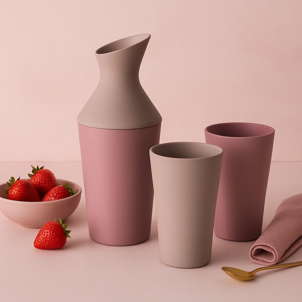 ReAmo Two Tone Rose Pink Carafe with Tumblers