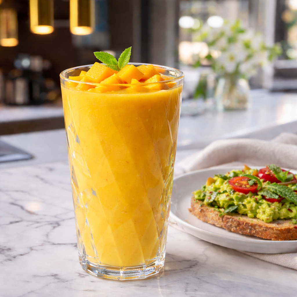 Mango Smoothie in a Tall Diamond Glass