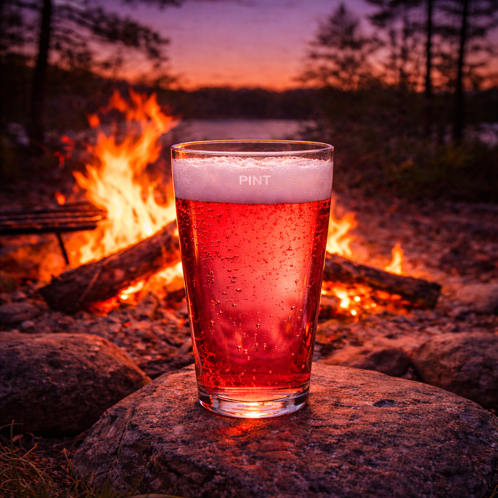 Aura Pint Glass with Cider at Campfire