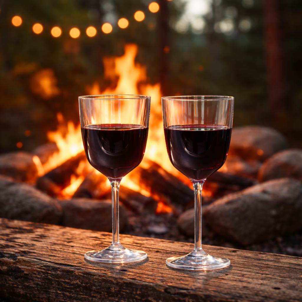 Aura Shatterproof Wine Glasses in Campfire Setting