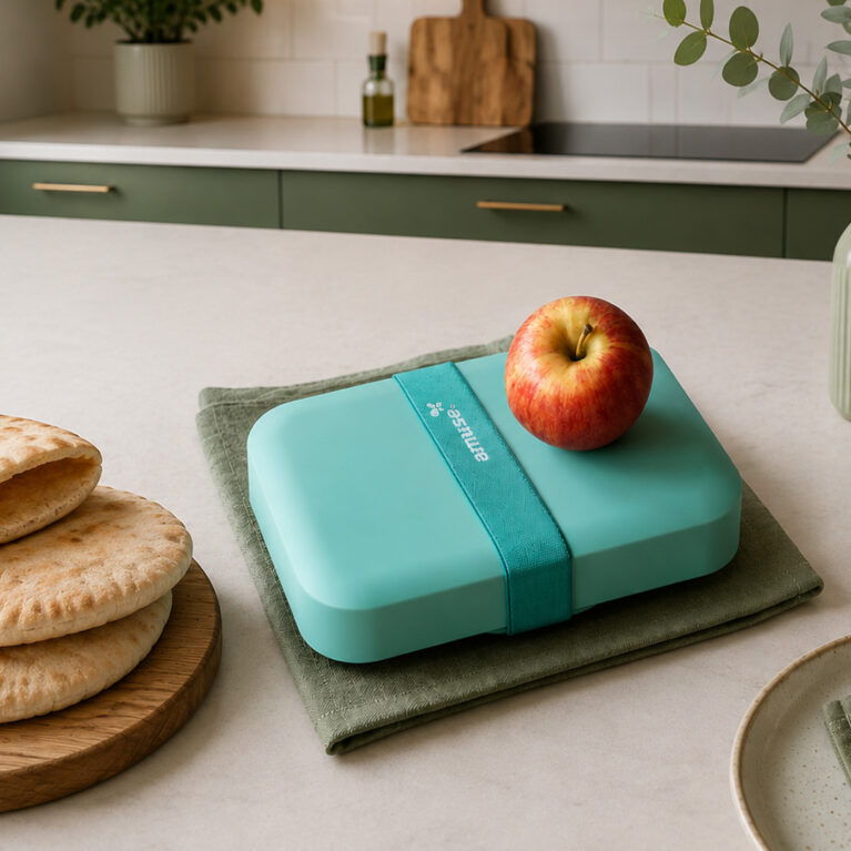 Green Amuse 950ml Adjustable Lunchbox in Kitchen Setting