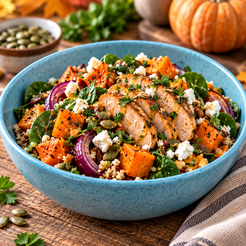 Roasted Pumpkin and Chicken Bowl